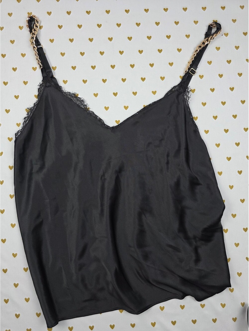Victorias Secret PINK Black Chain XL Tank Top Open Back Babydoll